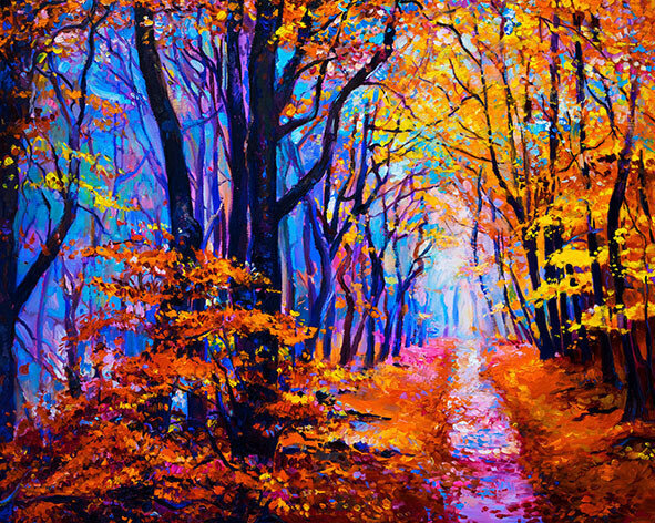 Deimantinė mozaika Autumn Forest Path, 40x50 cm 0 цена и информация | Deimantinės mozaikos | pigu.lt