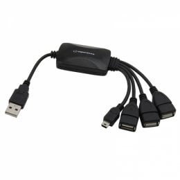 Esperanza EA114 Šakotuvas 4 jungtys USB2.0 - 3 x USB, 1 x miniUSB. kaina ir informacija | Adapteriai, USB šakotuvai | pigu.lt