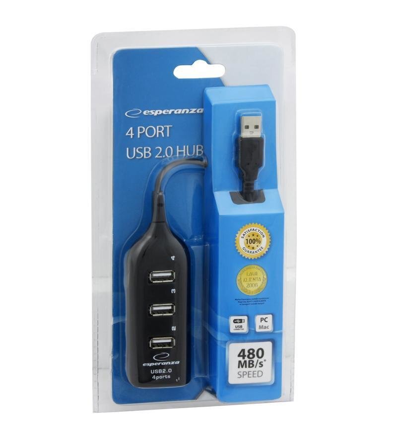 ESPERANZA HUB USB 2.0 4-PORTY EA116 цена и информация | Adapteriai, USB šakotuvai | pigu.lt