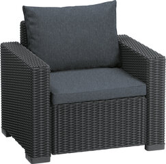 Садовый стол Moorea + стул + табурет с подушкой, серый цена и информация | Комплекты уличной мебели | pigu.lt