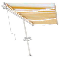 Markizė su LED/vėjo jutikliu, 600x300 cm, geltona цена и информация | Зонты, маркизы, стойки | pigu.lt
