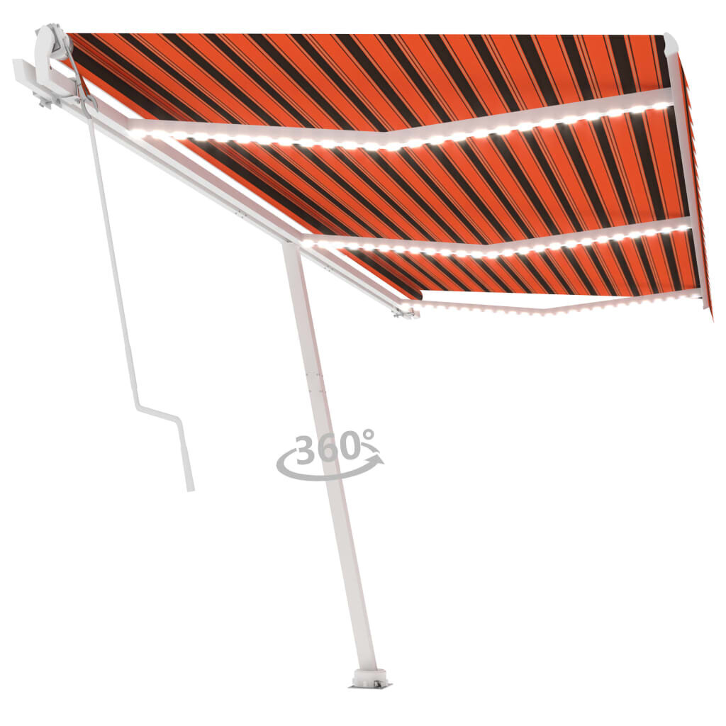 Markizė su LED/vėjo jutikliu, 600x300 cm, oranžinė kaina ir informacija | Skėčiai, markizės, stovai | pigu.lt