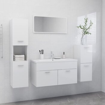 Vonios kambario baldų komplektas, baltas, blizgus kaina ir informacija | Vonios komplektai | pigu.lt