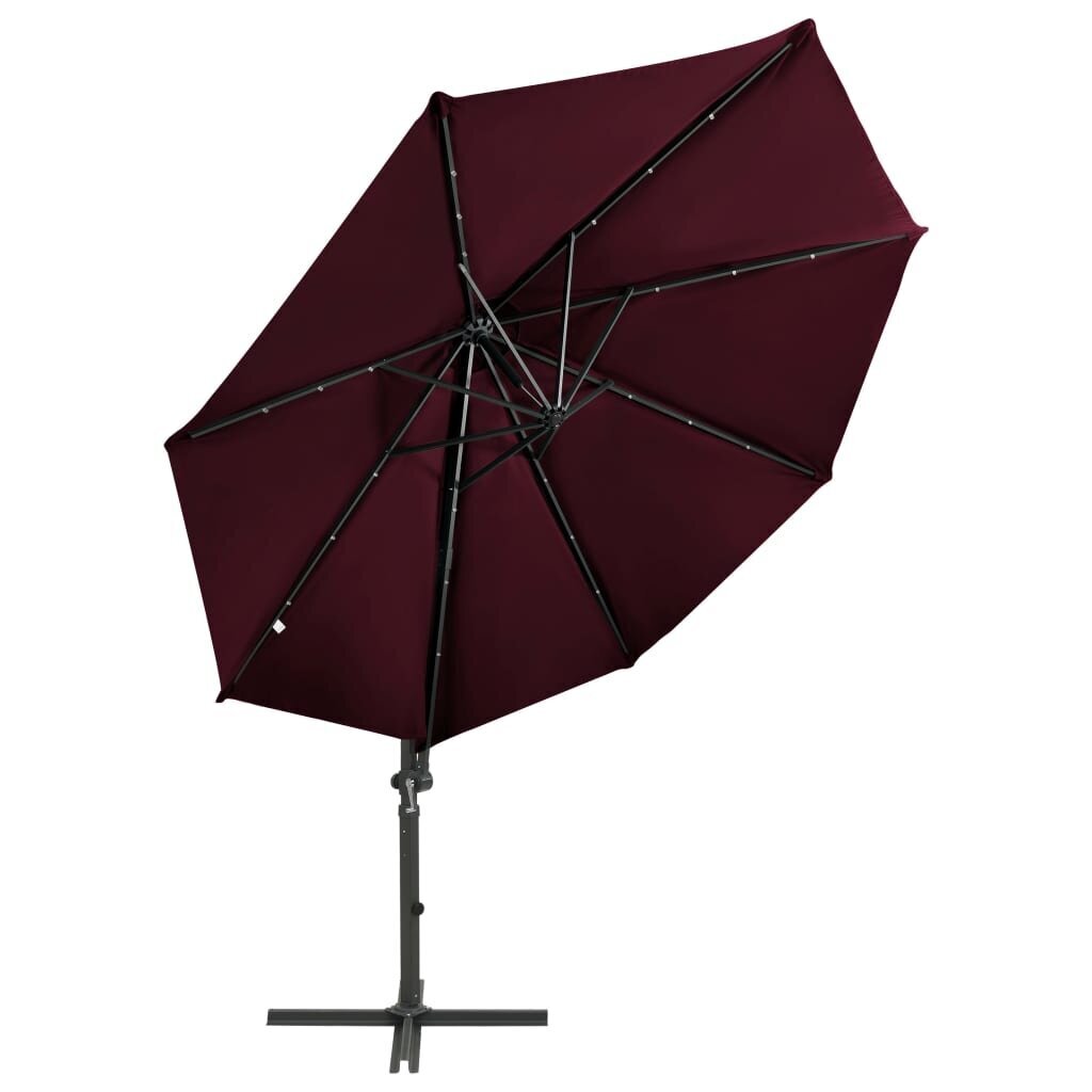 Gembinis skėtis su stulpu ir LED lemputėmis, 300 cm, raudonas kaina ir informacija | Skėčiai, markizės, stovai | pigu.lt