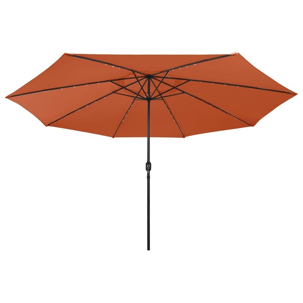 Lauko skėtis su LED ir metaliniu stulpu, 400 cm, rudas kaina ir informacija | Skėčiai, markizės, stovai | pigu.lt