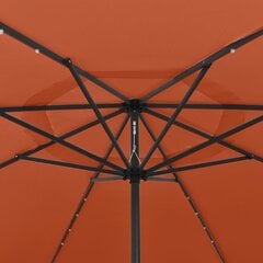 Lauko skėtis su LED ir metaliniu stulpu, 400 cm, rudas kaina ir informacija | Skėčiai, markizės, stovai | pigu.lt