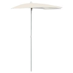 Pusapvalis sodo skėtis su stulpu, 180x90 cm, rudas kaina ir informacija | Skėčiai, markizės, stovai | pigu.lt
