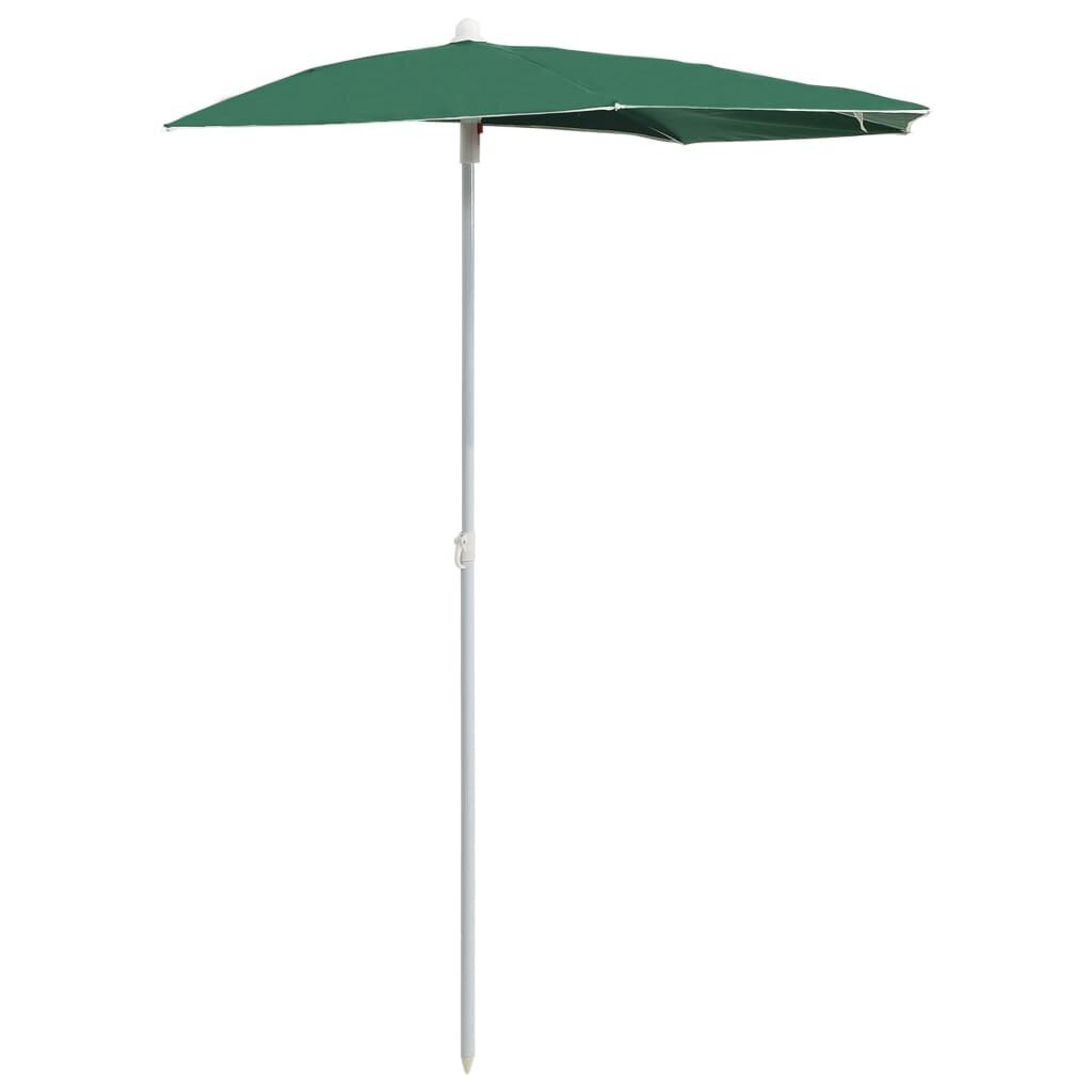 Pusapvalis sodo skėtis su stulpu, 180x90 cm, žalias kaina ir informacija | Skėčiai, markizės, stovai | pigu.lt