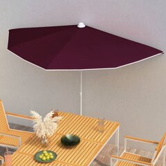 Pusapvalis sodo skėtis su stulpu, 180x90 cm, raudonas цена и информация | Зонты, маркизы, стойки | pigu.lt