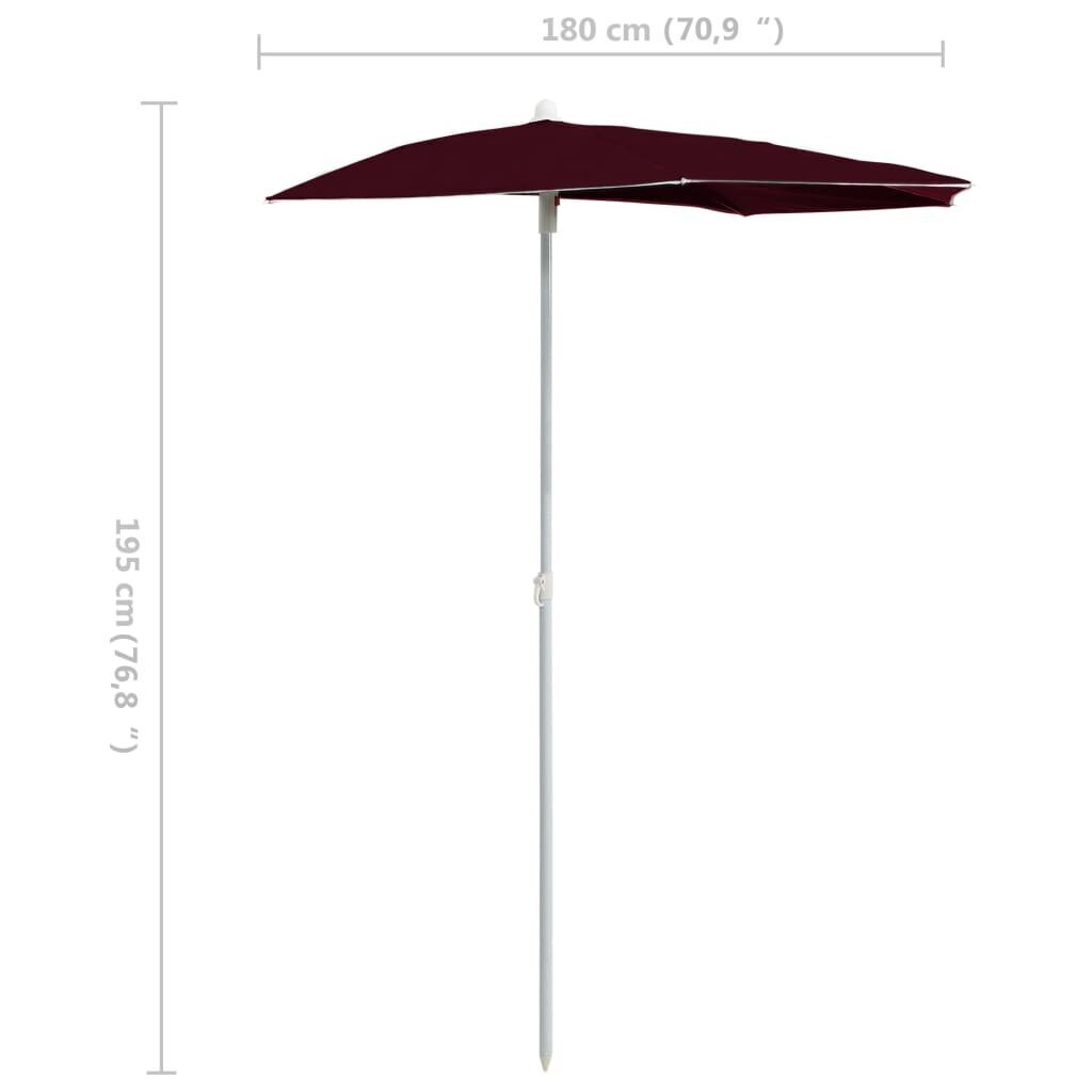 Pusapvalis sodo skėtis su stulpu, 180x90 cm, raudonas kaina ir informacija | Skėčiai, markizės, stovai | pigu.lt