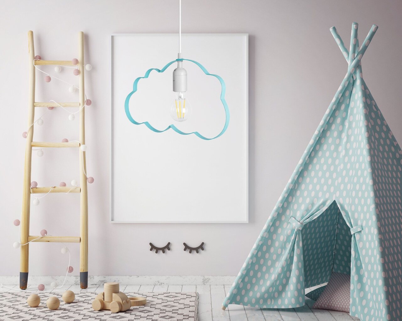 Vaikiškas pakabinamas šviestuvas Cloud, Blue цена и информация | Vaikiški šviestuvai | pigu.lt