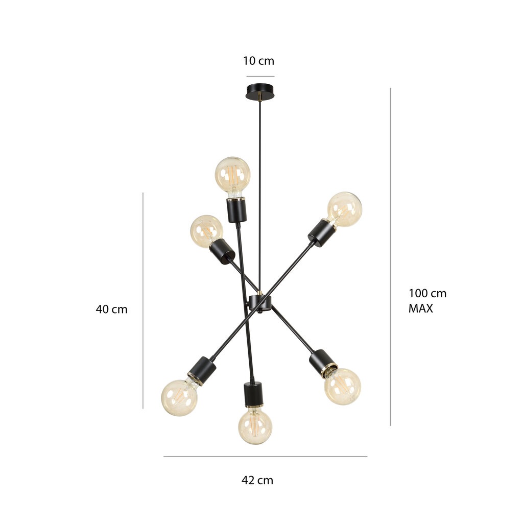 Emibig pakabinamas šviestuvas Vendero 6 Black kaina ir informacija | Pakabinami šviestuvai | pigu.lt