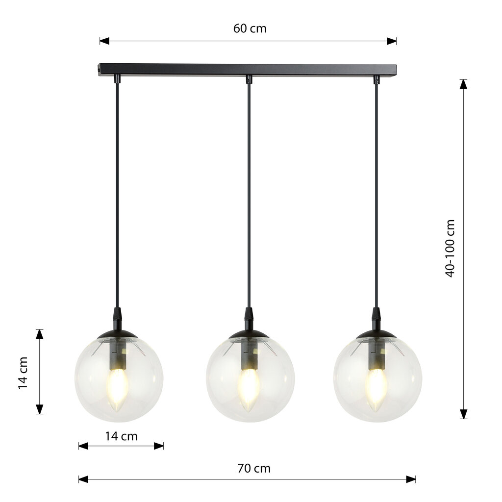 Emibig šviestuvas Cosmo 3 Bl Transparent kaina ir informacija | Pakabinami šviestuvai | pigu.lt