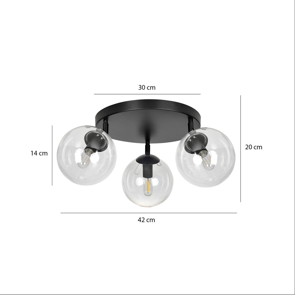 Emibig lubinis šviestuvas Tofi 3A BL/transparent Premium kaina ir informacija | Lubiniai šviestuvai | pigu.lt