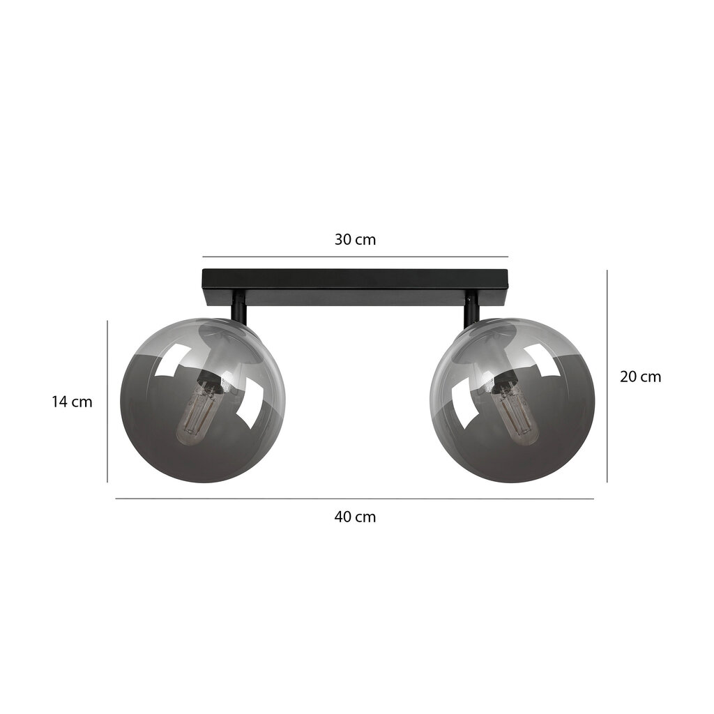 Emibig lubinis šviestuvas Tofi 2 Black/Graphite kaina ir informacija | Lubiniai šviestuvai | pigu.lt