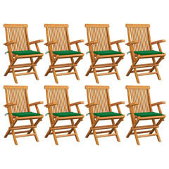 Sodo kėdės su žaliomis pagalvėlėmis, 8vnt. kaina ir informacija | Lauko kėdės, foteliai, pufai | pigu.lt