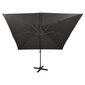 Gembinis skėtis su stulpu ir LED lemputėmis, 300 cm, pilkas kaina ir informacija | Skėčiai, markizės, stovai | pigu.lt