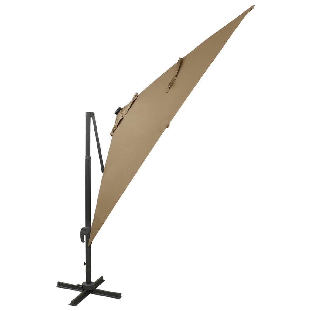 Gembinis skėtis su stulpu ir LED lemputėmis, 300 cm, rudas kaina ir informacija | Skėčiai, markizės, stovai | pigu.lt