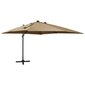 Gembinis skėtis su stulpu ir LED lemputėmis, 300 cm, rudas kaina ir informacija | Skėčiai, markizės, stovai | pigu.lt
