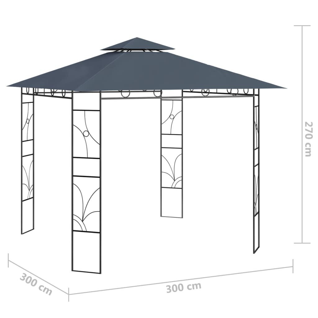 Pavėsinė, 3x3x2,7 m, pilka kaina ir informacija | Pavėsinės | pigu.lt