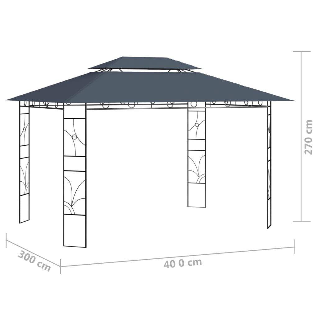 Pavėsinė, 4x3x2,7 m, pilka цена и информация | Pavėsinės | pigu.lt