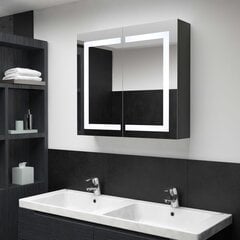 Veidrodinė vonios spintelė su LED apšvietimu, juoda/balta kaina ir informacija | Vonios spintelės | pigu.lt