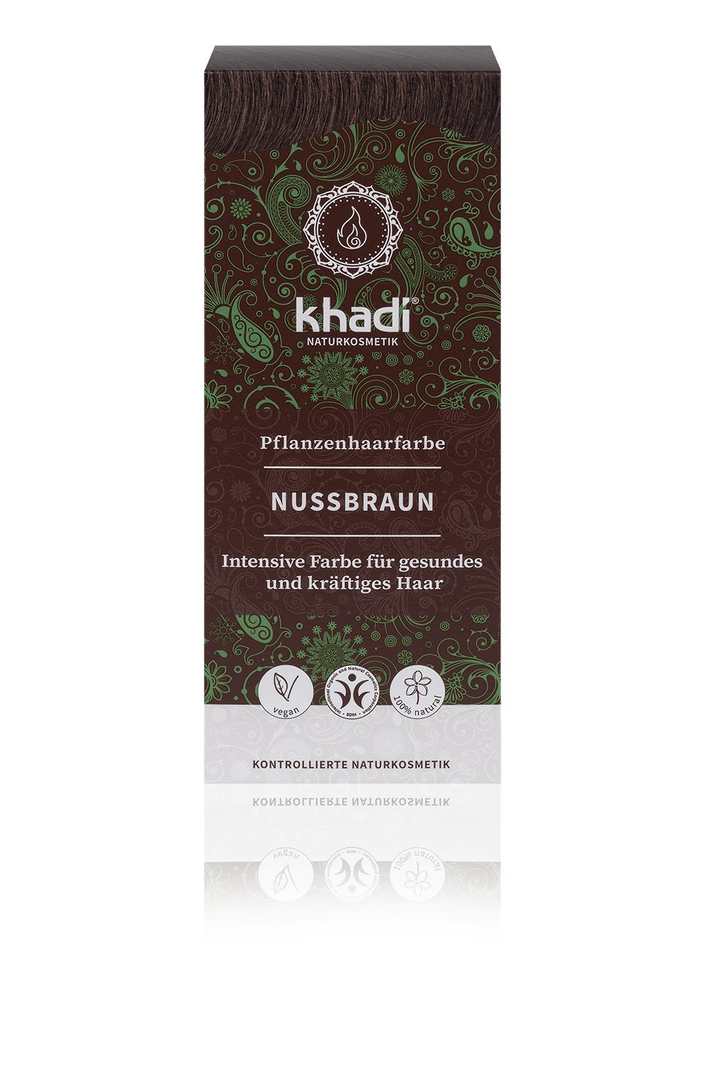 Augaliniai riešuto rudumo plaukų dažai NUT BROWN (Natural hazel), Khadi Naturprodukte, 100g