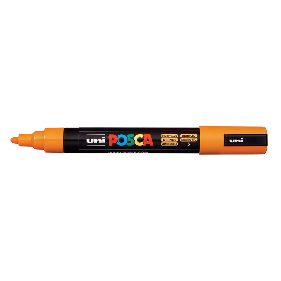 Žymeklis UNI Posca PC-5M, apvalus, 1.8 - 2.5 mm, ryškiai geltona kaina ir informacija | Rašymo priemonės | pigu.lt