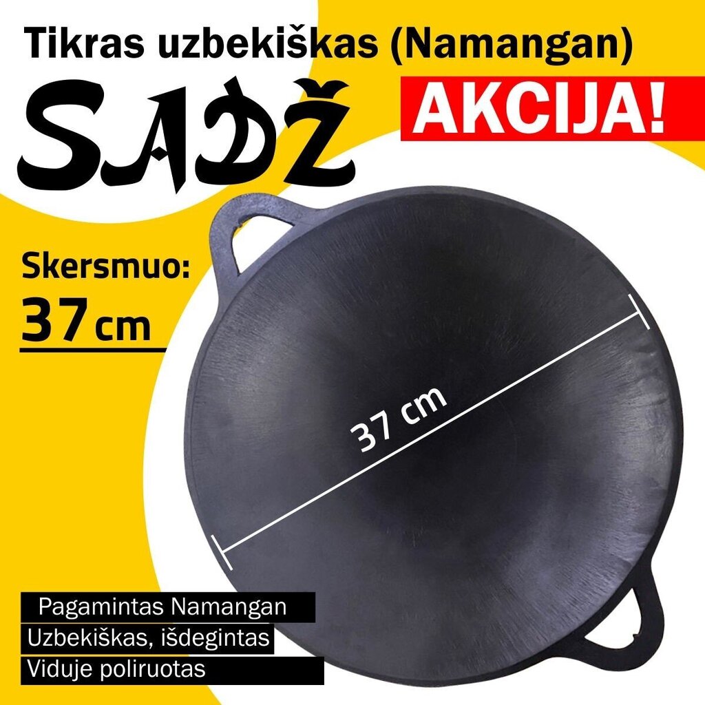 Užbekiška šlifuota keptuvė (Sadž) 37cm цена и информация | Keptuvės | pigu.lt