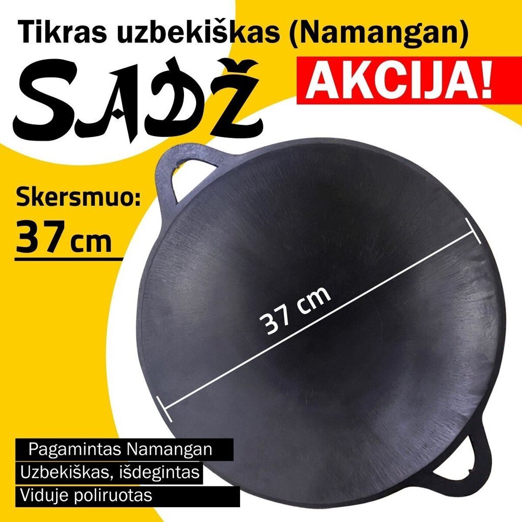 Užbekiška šlifuota keptuvė (Sadž) 37cm kaina ir informacija | Keptuvės | pigu.lt