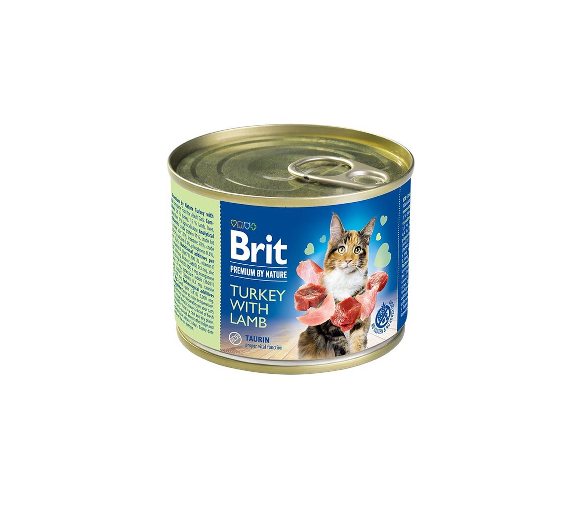Brit Premium by Nature Turkey with Lamb konservai katėms 200g kaina ir informacija | Konservai katėms | pigu.lt