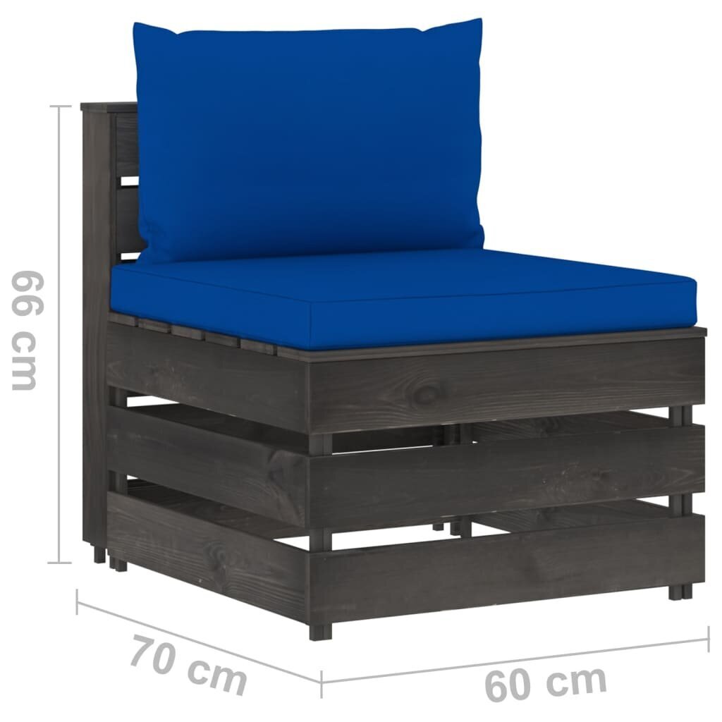Modulinė vidurinė sofos dalis su pagalvėlėmis, juoda kaina ir informacija | Lauko kėdės, foteliai, pufai | pigu.lt
