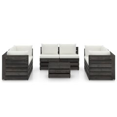 Sodo baldų komplektas su pagalvėlėmis, 9 dalių, juodas kaina ir informacija | Lauko baldų komplektai | pigu.lt