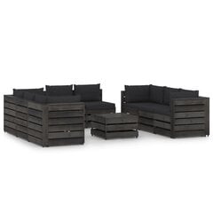 Sodo komplektas su pagalvėlėmis, 9 dalių, juodas kaina ir informacija | Lauko baldų komplektai | pigu.lt