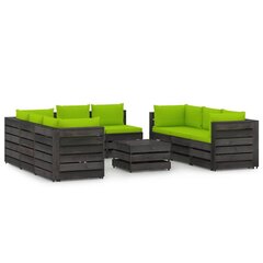 Садовый комплект с подушками из 9 частей, чёрный / синий цена и информация | Комплекты уличной мебели | pigu.lt