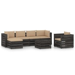 Sodo baldų komplektas su pagalvėlėmis, 7 dalių, pilkas kaina ir informacija | Lauko baldų komplektai | pigu.lt