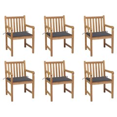 Sodo kėdės su antracito pagalvėlėmis, 6 vnt, rudos kaina ir informacija | Lauko kėdės, foteliai, pufai | pigu.lt