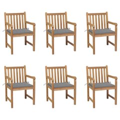 Sodo kėdės su pilkomis pagalvėlėmis, 6 vnt, rudos цена и информация | Садовые стулья, кресла, пуфы | pigu.lt