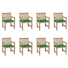 Sodo kėdės su žaliomis pagalvėlėmis, 8 vnt, rudos цена и информация | Садовые стулья, кресла, пуфы | pigu.lt