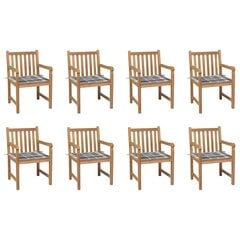 Sodo kėdės su languotomis pagalvėlėmis, 8 vnt, rudos kaina ir informacija | Lauko kėdės, foteliai, pufai | pigu.lt