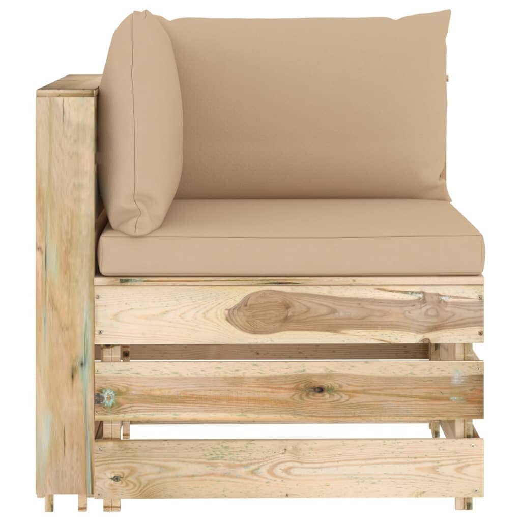 Modulinė kampinė sofa su pagalvėmis, ruda цена и информация | Lauko kėdės, foteliai, pufai | pigu.lt