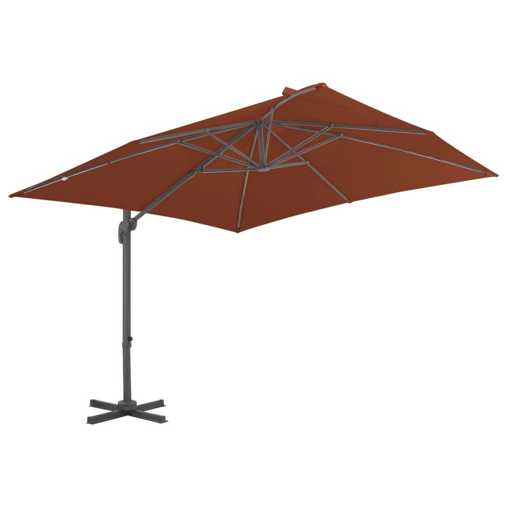 Gembės formos skėtis su aliuminio stulpu, 400x300 cm, rudas kaina ir informacija | Skėčiai, markizės, stovai | pigu.lt