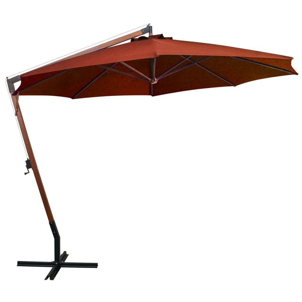 Kabantis skėtis su stulpu, 3,5x2,9 m, rudas kaina ir informacija | Skėčiai, markizės, stovai | pigu.lt