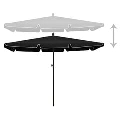 Sodo skėtis nuo saulės su stulpu, 210x140 cm, juodas цена и информация | Зонты, маркизы, стойки | pigu.lt