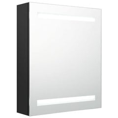 Veidrodinė vonios spintelė su LED apšvietimu, juoda цена и информация | Шкафчики для ванной | pigu.lt
