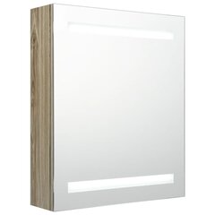 Veidrodinė vonios spintelė su LED apšvietimu, šviesiai ruda kaina ir informacija | Vonios spintelės | pigu.lt