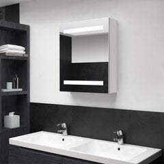 Veidrodinė vonios spintelė su LED apšvietimu, 50x14x60 cm, balta цена и информация | Шкафчики для ванной | pigu.lt