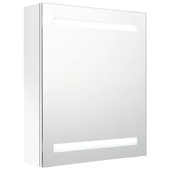 Veidrodinė vonios spintelė su LED apšvietimu, 50x14x60 cm, balta цена и информация | Шкафчики для ванной | pigu.lt