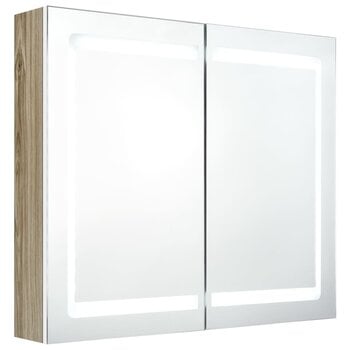 Veidrodinė vonios spintelė su LED, balta kaina ir informacija | Vonios spintelės | pigu.lt