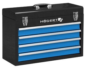 Hogert metalinė įrankių dėžė su 4 stalčiais, 21,8 x 36,0 x 52,0cm - HT7G075 kaina ir informacija | Įrankių dėžės, laikikliai | pigu.lt
